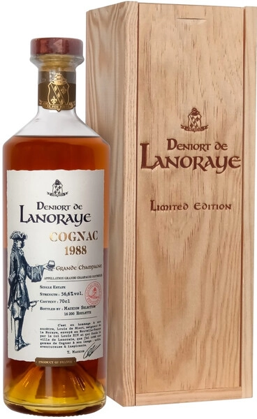 Коньяк "Deniort de Lanoraye", Grande Champagne AOC, 1988, wooden box, 0.7 л