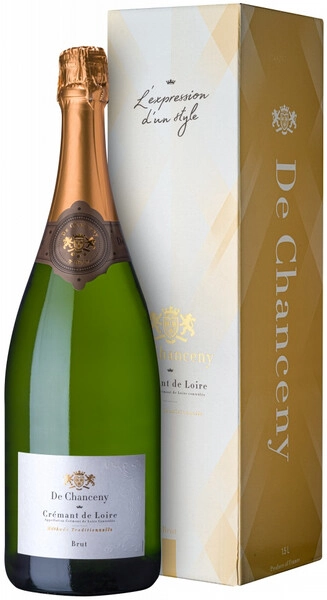 Игристое вино De Chanceny Cremant de Loire AOC Brut, gift box, 1.5 л