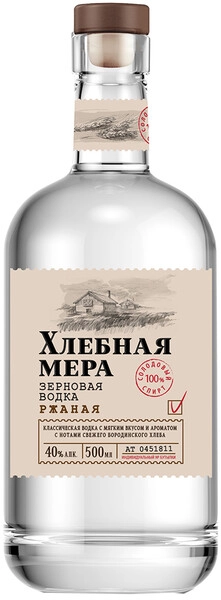 Водка Хлебная Мера Ржаная, 0.5 л