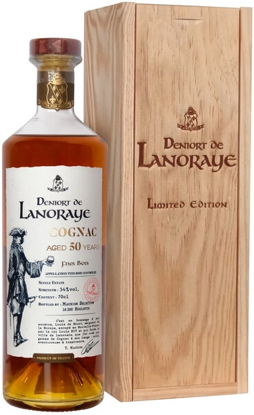Коньяк "Deniort de Lanoraye" ХО 50 Years Old, Fins Bois AOC, wooden box, 0.7 л