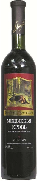 Вино Skoliovin, "Bear Blood" Red Semi-Sweet, 2023