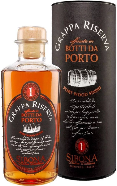 Граппа Sibona, Grappa Riserva Port Wood Finish, in tube, 0.5 л
