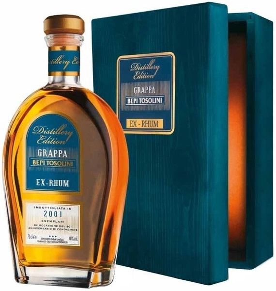 Граппа Bepi Tosolini, Ex-Rhum Barrique, wooden box, 0.7 л