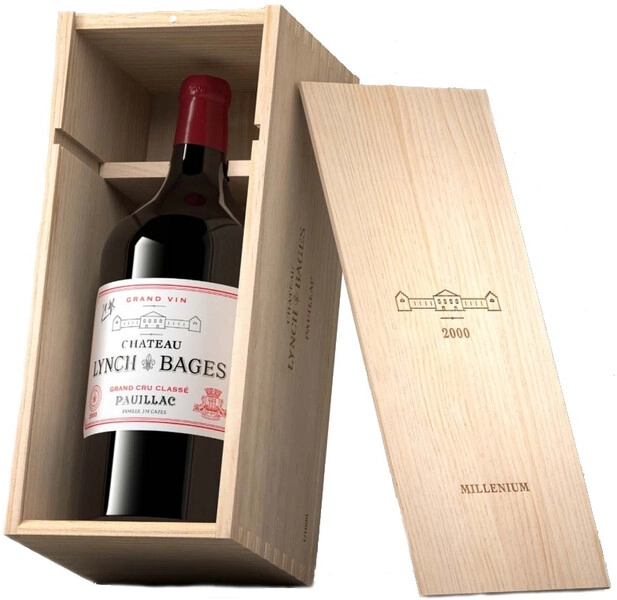Вино Chateau Lynch Bages, Pauillac AOC 5-eme Grand Cru Classe, 2000, wooden box, 3 л