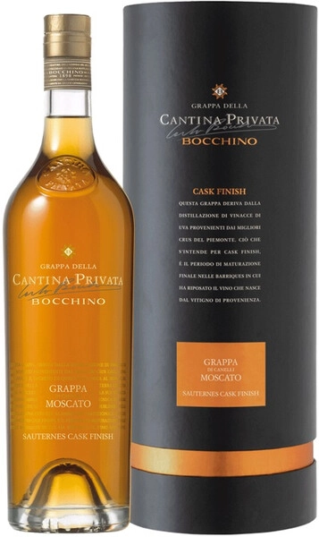 Граппа Bocchino, Cantina Privata Moscato, Sauternes Cask Finish, gift tube, 0.7 л