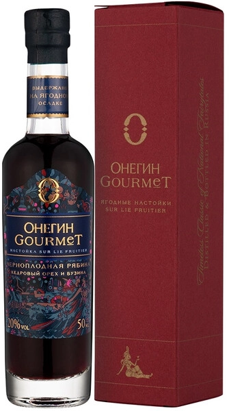 Ликер Онегин, Гурмэ Черноплодная Рябина, Кедровый Орех и Бузина, в подарочной коробке, 50 мл