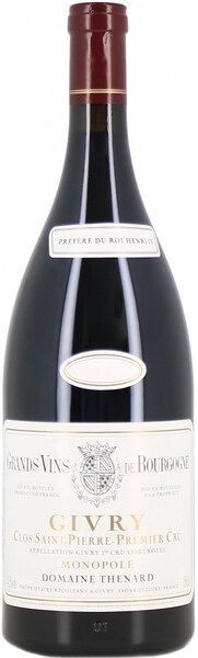 Вино Domaine Thenard, Givry Premier Cru Clos Saint-Pierre AOC, 2018, 1.5 л