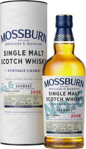 Виски Mossburn, Vintage Casks No.6 Ardmore, 2008, in tube, 0.7 л