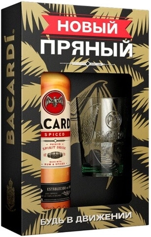 Ром Bacardi Spiced, gift box with glass, 0.7 л