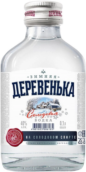 Водка Зимняя деревенька, фляжка, 100 мл