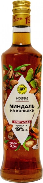 Ликер "Шуйская" Миндаль на Коньяке, настойка полусладкая, 0.5 л