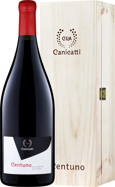 Вино CVA Canicatti, Centuno Nero d'Avola, Sicilia DOC, 2019, wooden box, 1.5 л