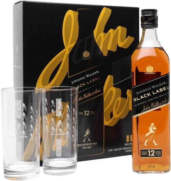 Виски Black Label, with 2-glass box, 0.7 л
