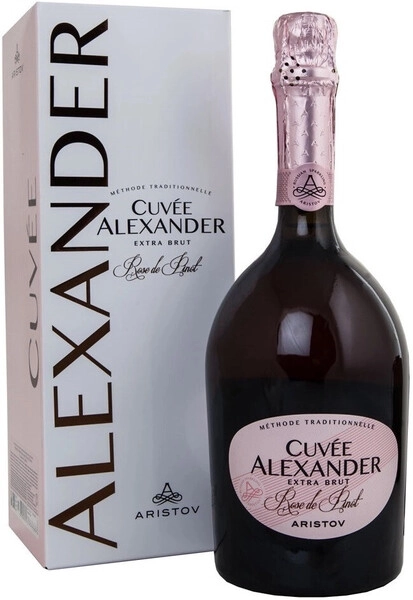 Игристое вино Aristov. Cuvee Alexander Rose de Pinot Extra Brut, 2022, gift box