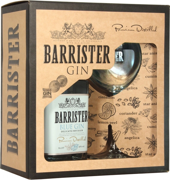 Джин Barrister Blue, gift box with glass, 0.7 л