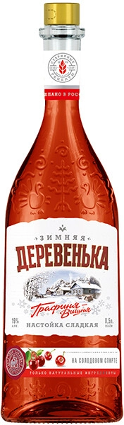 Ликер Зимняя деревенька Графиня Вишня, настойка сладкая, 0.5 л