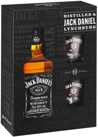 Виски Jack Daniel's, in box with 2 glasses, 0.7 л