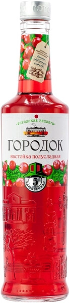 Ликер Городок Клюквенная, настойка полусладкая, 0.5 л