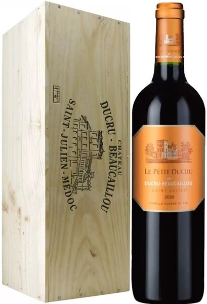 Вино Le Petit Ducru de Ducru-Beaucaillou, Saint-Julien AOC, 2020, wooden box, 1.5 л