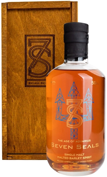 Виски Seven Seals Zodiac The Age of Aquarius Peated Single Malt, wooden box, 0.5 л