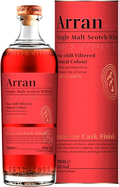 ARRAN Amarone Cask Finish 50,0% OF 0,7л п/уп (туба)
АРРАН Амароне Каск 0,7л туба