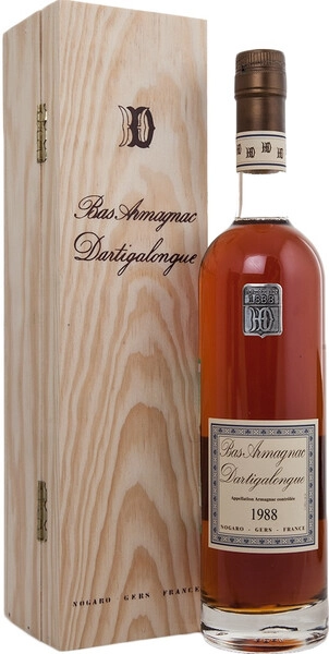 Арманьяк Dartigalongue, Bas Armagnac AOC, 1988, wooden box, 0.5 л