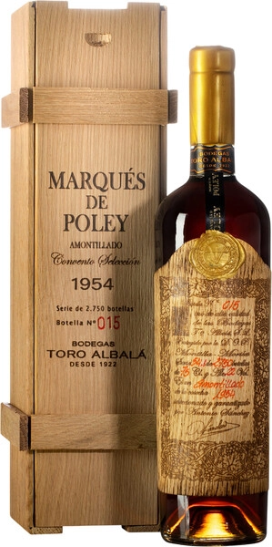 Вино Toro Albala, "Marques de Poley" Amontillado Seleccion, Montilla-Moriles DOP, 1954, wooden box