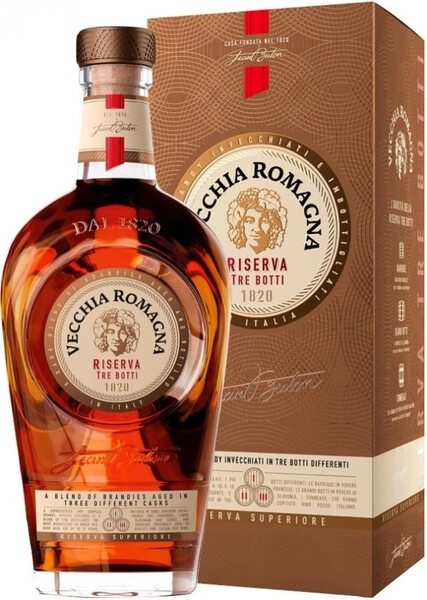 Бренди Vecchia Romagna Riserva Tre Botti, gift box, 0.7 л