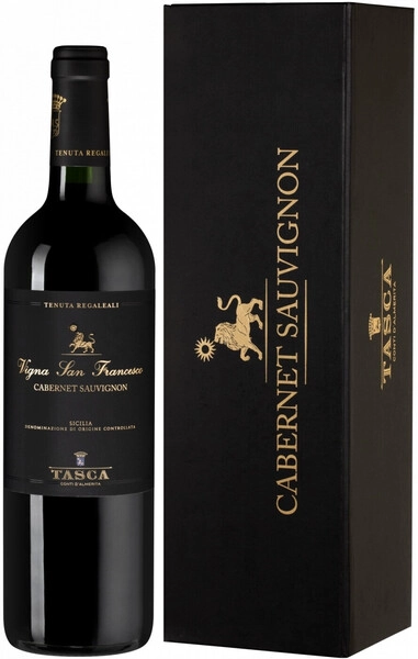 Вино Tasca d'Almerita, Cabernet Sauvignon Vigna San Francesco, 2017, gift box
