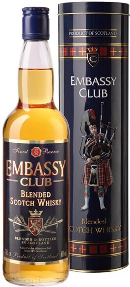 Виски Embassy Club 3 Years Old, metal tube, 0.7 л