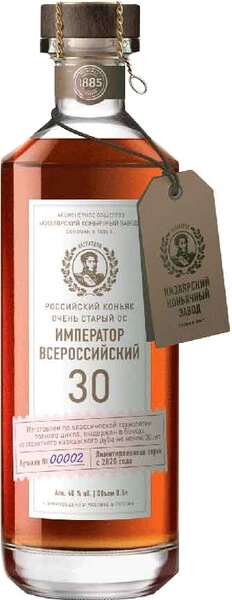 Коньяк ККЗ, Император Всероссийский ОС 30-летний, с мюзле, 0.5 л