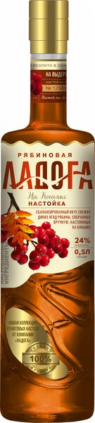 Ликер Ладога, Рябиновая На коньяке, настойка сладкая, 0.5 л