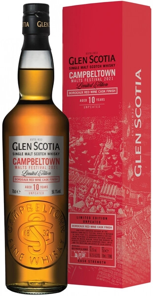 Виски Glen Scotia 10 Years, Bordeaux Red Wine Cask Finish, gift box, 0.7 л