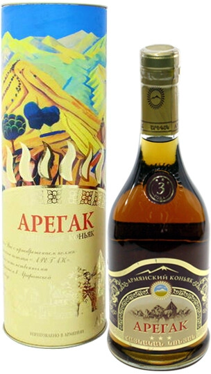 Армянский коньяк "Арегак" 3 Звезды, в тубе, 0.5 л