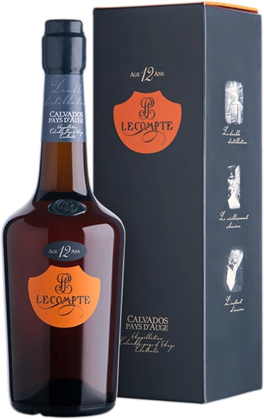 Кальвадос Lecompte, Pays d'Auge, 12 years, in gift box, 0.7 л