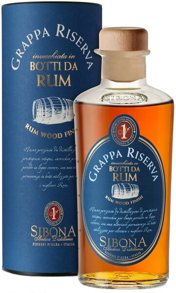 Граппа Sibona, Grappa Riserva Rum Wood Finish, in tube, 0.5 л