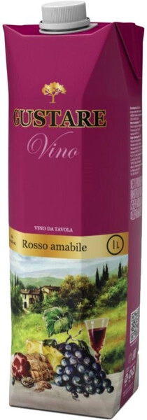 Вино "Gustare" Rosso Amabile, tetra-pak, 1 л