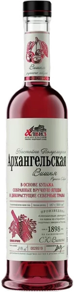 Ликер Архангельская Северная выдержка, Вишня ручного сбора, настойка полусладкая, 0.5 л