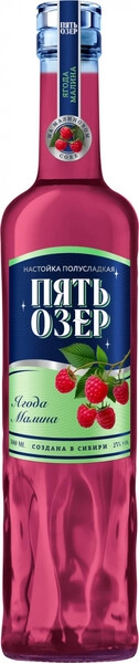 Ликер "Пять Озер" Ягода Малина, настойка полусладкая, 0.5 л