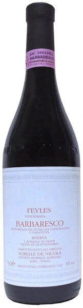 Вино Sorelle de Nicola, "Feyles" Riserva, Barbaresco DOCG, 2015