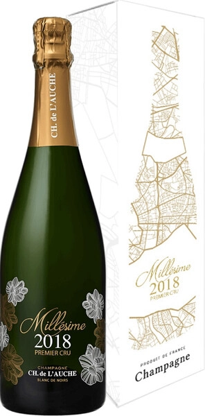 Шампанское CH. de L'Auche, Blanc de Noirs Millesime Premier Cru Brut, Champagne AOC, 2018, gift box
