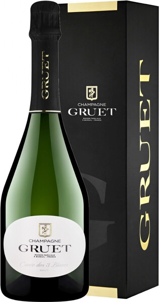 Шампанское Gruet, Cuvee des 3 Blancs Brut, Champagne AOC, gift box