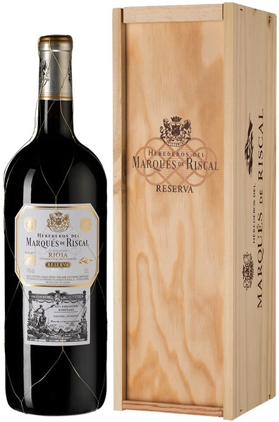 Вино Herederos del Marques de Riscal Reserva, Rioja DOC, 2018, wooden box, 1.5 л