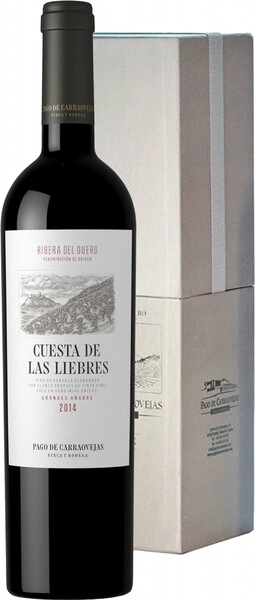 Вино Pago de Carraovejas, Cuesta de Las Liebres, Ribera del Duero DO, 2014, gift box