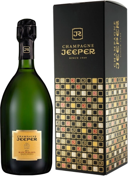 Шампанское Champagne Jeeper, Blanc de Blancs Grand Reserve Brut, Champagne AOC, gift box