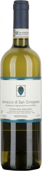 Вино Poderi del Paradiso, Vernaccia di San Gimignano, Toscana DOCG, 2023