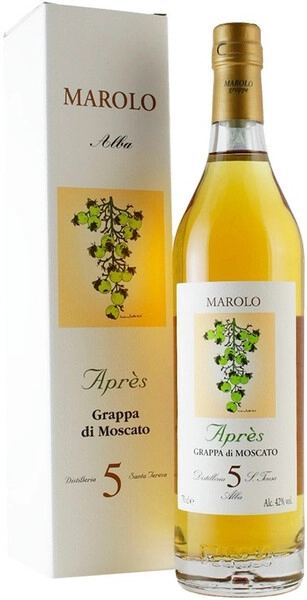Граппа Distilleria Marolo, Apres Grappa di Moscato, gift box, 0.7 л