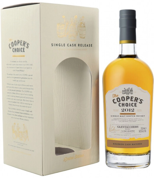 Виски The Cooper's Choice Glentauchers Single Malt Bourbon Cask Matured, 2012, gift box, 0.7 л