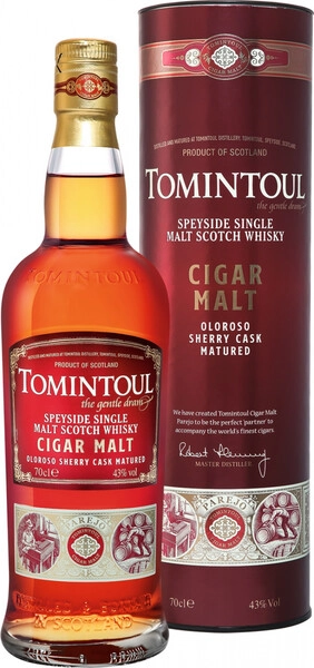 Виски Tomintoul Cigar Malt Oloroso Sherry Cask Matured, in tube, 0.7 л