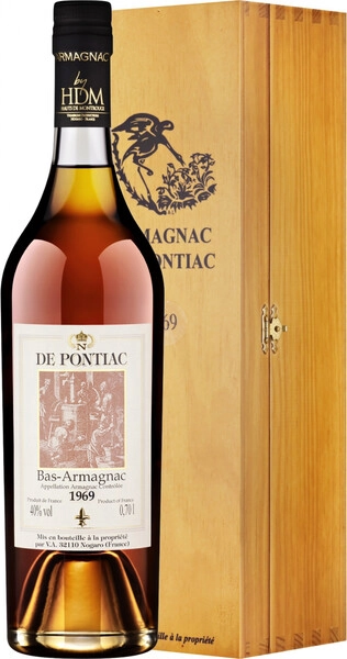 Арманьяк De Pontiac Vintage, Bas-Armagnac AOC, 1969, wooden box, 0.7 л